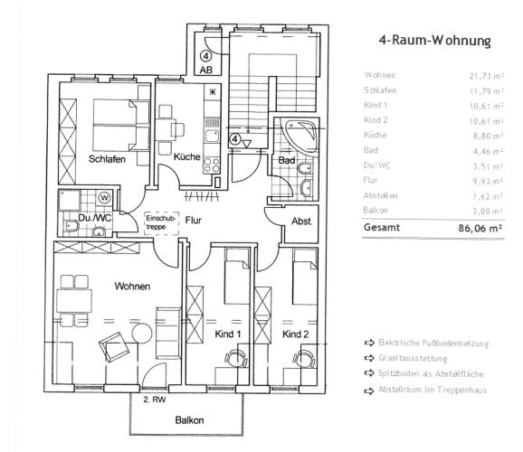 4-Raum-Dachgeschoss-Wohnung in Zentrumsnähe