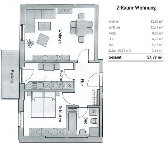 2-Raum-Wohnung im Dachgeschoss